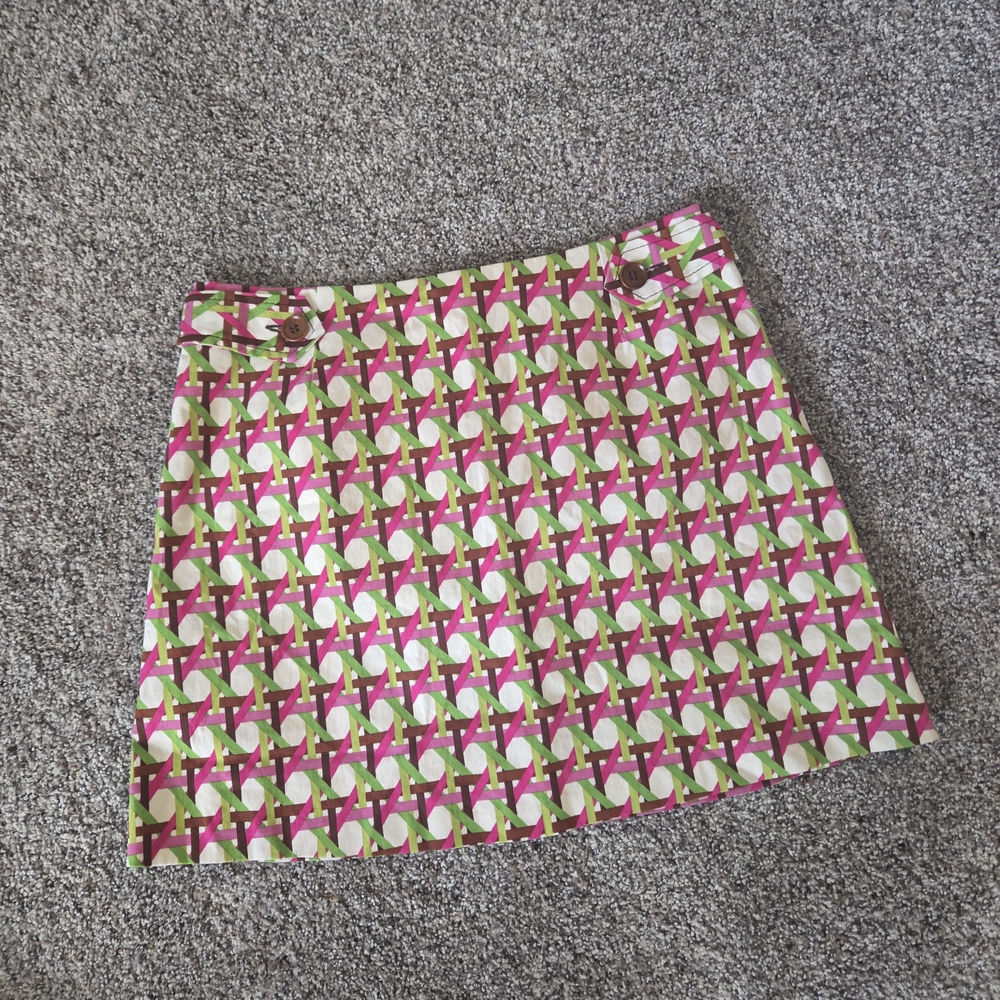 Trina Turk Vibrant Green and Pink Mini Skirt